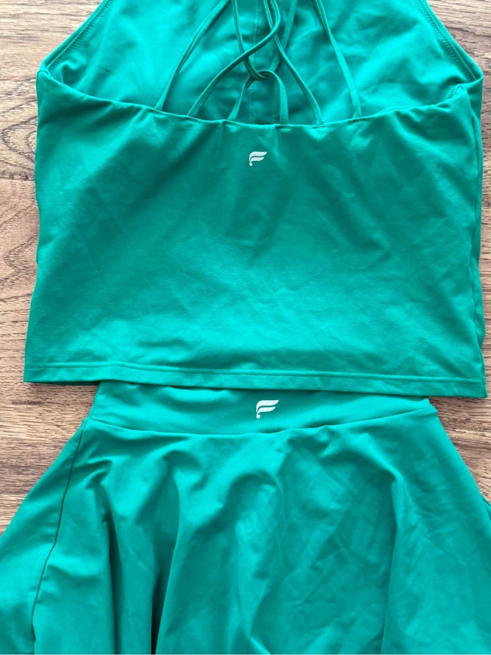 Fabletics Green Matching Set Crop Top & Skirt Set